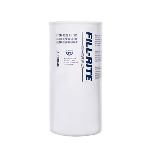 Fill-Rite F4030HM0 30 Micron Water Detecting Fuel Filter – 1.5"-16 UNF, 40 GPM High-Flow Replacement for Diesel & Gasoline Fuel Systems - style: 40 GPM 30 Micron Hydrosorb