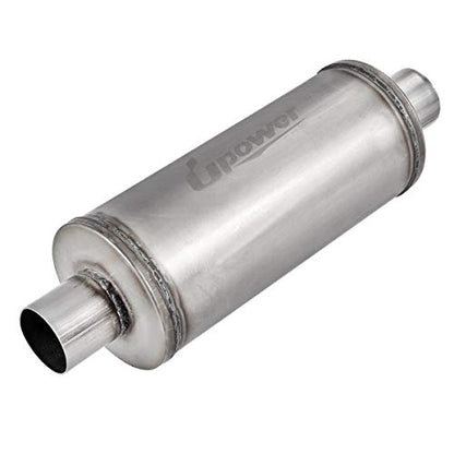 Upower 2.5" Inlet Universal Resonator, 6" x 14" Body 20" Whole Length Diesel Exhaust Muffler - Straight Through Stainless Steel TBM2616 Welded On Resonator Muffler