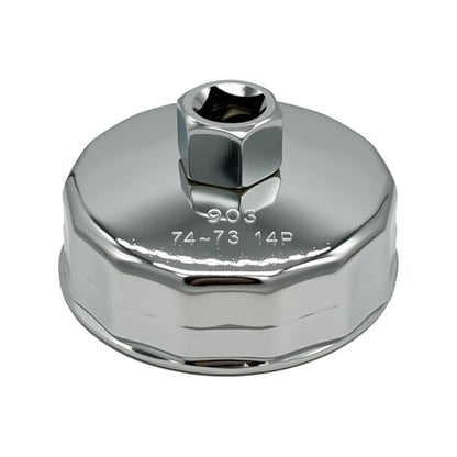 74mm Oil Filter Wrench, 14 Flute Wrench & 1/2Inch Square Drive Flute Oil Filter Removal Tool - size: 74mm 14 Flute