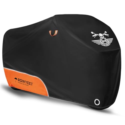 Motorcycle Cover Waterproof Outdoor Storage All Season Protection - color: Orange 210D, size: 96.5"