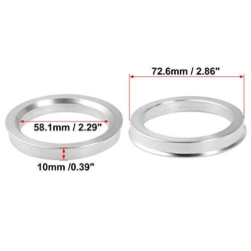 X AUTOHAUX 4pcs OD 72.6mm to ID 58.1mm Aluminium Alloy Hub Centric Rings - size: 58.1mm