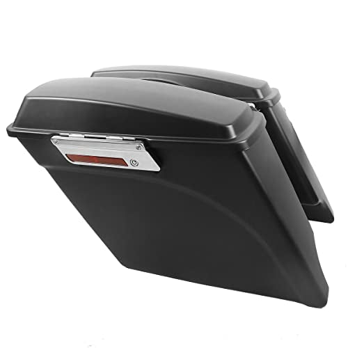 XMT-MOTO Stretched Hard Saddlebags Saddle bags for Harley 1994-2013 Touring models road glide, road king, ultra, street glide, electra glide and 1984-2017 Softail models,Matte Black - color: Matte Black/Chrome Latches, size: Stretched