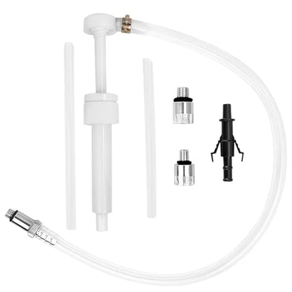 Transmission Fluid Pump Kit, Lower Unit Gear Oil Pump Kit, Fluid Transfer Push-pump with 3/8 inch Swivel, 8cc Per Pumps Stroke, 8mm 10mm Adapters for Oil Change (White)