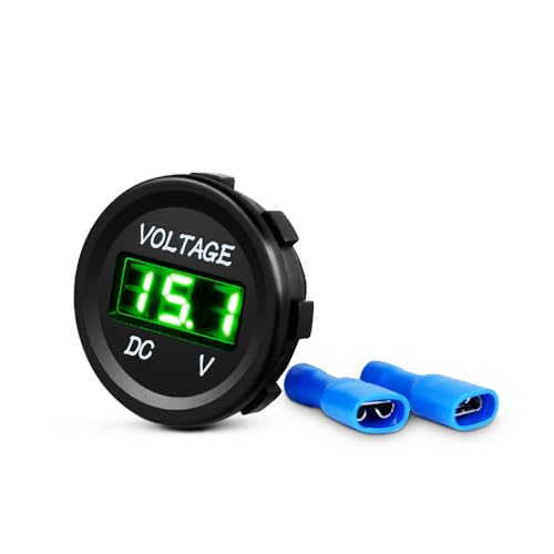 Nilight LED Digital Display Voltmeter Panel 12VDC Waterproof Digital Round Panel Volt Tester Gauge for Boat Marine Vehicle Motorcycle Truck ATV UTV - color: Green