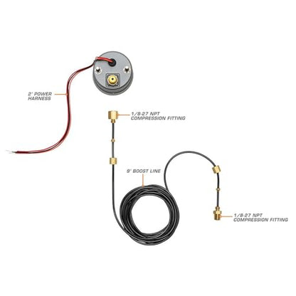 GlowShift Tinted Series 60 PSI Diesel Boost Gauge Kit, 2-1/16" 52mm