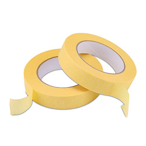 Lichamp 25mm x 50m Yellow Automotive Masking Tape for Painting - size: 1 inch x 55 Yards x 2 Rolls