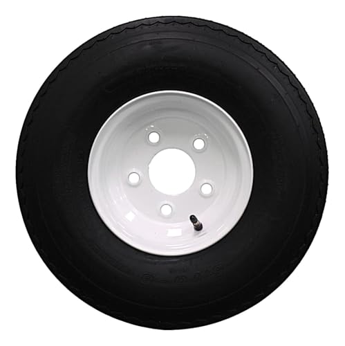 Antego 5.70-8 Trailer Tire & Wheel, Load Range C, 5 Lug White, Set of 2