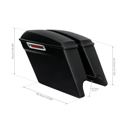 TCT-MOTORPARTS Matte Black 5" Extended Stretched Saddlebags Saddle Bags Fit for Harley Touring 2014-2024 Street Glide, Road King, Electra Glide, Ultra-Classic - color: Matte Black w/ Chrome Latches, size: Stretched