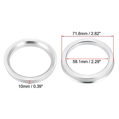X AUTOHAUX 4pcs OD 71.6mm to ID 58.1mm Aluminium Alloy Car Hub Centric Rings Wheel Bore Center Spacer - size: 58.1mm