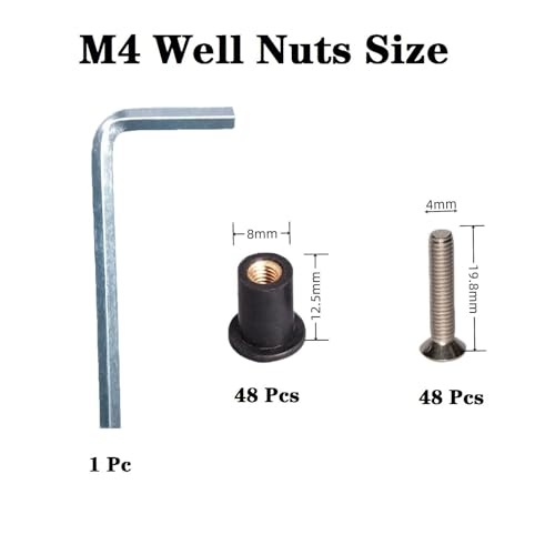 48 Pairs M4 Neoprene Rubber Well Nuts for Kayak with Brass Inserts - size: 48 Pairs 4mm Neoprene Well Nuts