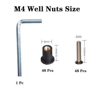 48 Pairs M4 Neoprene Rubber Well Nuts for Kayak with Brass Inserts - size: 48 Pairs 4mm Neoprene Well Nuts