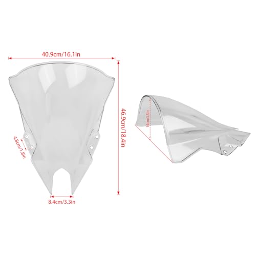 Motorcycle 18.4" Windscreen Windshield Replacement for Kawasaki Ninja500 Ninja 500 SE 2024 2025 2026 PC Windscreen Double Bubble (Titanium) - color: Titanium