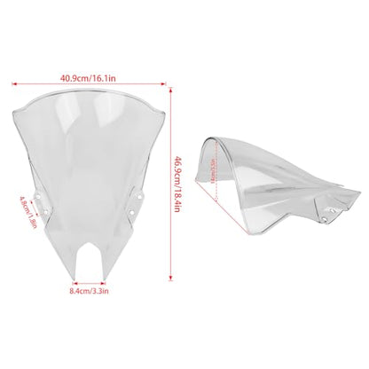 Motorcycle 18.4" Windscreen Windshield Replacement for Kawasaki Ninja500 Ninja 500 SE 2024 2025 2026 PC Windscreen Double Bubble (Titanium) - color: Titanium