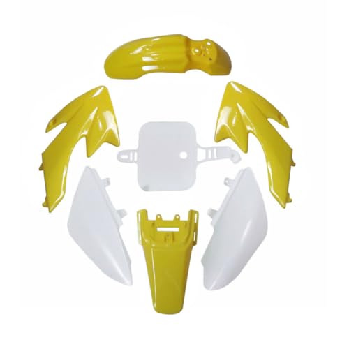 CRF50 Plastics Kit Pit Bike Parts Fairings Fenders + Black Seat for CRF 50 XR 50 XR50 SSR 110 SSR 125 Taotao DB14 Coolster 125cc Dirt Pit Bikes (Yellow) - color: Yellow