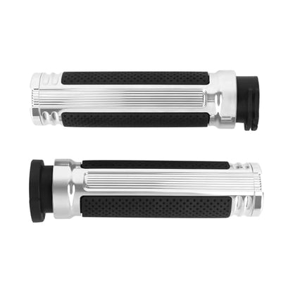1 Inch Cable Throttle Handlebar Grips Motorcycle Hand Grips - color: #7 Chrome