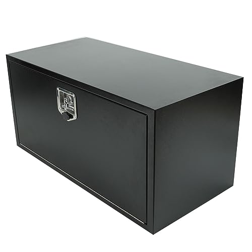 36"X18"X18" Underbody Steel Truck Box Black Heavy Duty Steel Trailer ToolBox Pick Up Truck Tool Box Storage Organizer w/Lock & Keys - size: 36"x18"x18"
