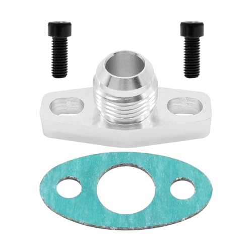 AN10 Oil Drain Flange, Aluminum Alloy Vehicle Turbo Oil Return Drain Flange Adapter with Gasket & Bolts, Leak Proof Automotive Replacement Accessories, Compatible with GT28 GT30 GT35 - size: AN10