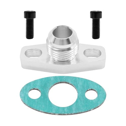 AN10 Oil Drain Flange, Aluminum Alloy Vehicle Turbo Oil Return Drain Flange Adapter with Gasket & Bolts, Leak Proof Automotive Replacement Accessories, Compatible with GT28 GT30 GT35 - size: AN10