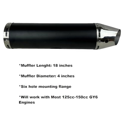 High Performance Exhaust System for 125cc 150cc GY6 Scooter Moped TaoTao Kymco Vitacci Loud 152QMJ 157QMJ Black