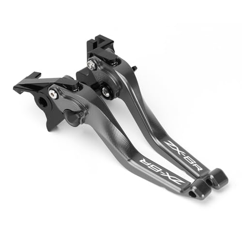 Short Brake Clutch Levers Compatible with K.awasaki Ninja ZX6R 2019 2020 2021 2022 2023 2024 2025 2026 | Front Shorter Levers Handles ZX-6R ZX 6R ZX636 Ninja636 Accessories (Gray) - color: Gray