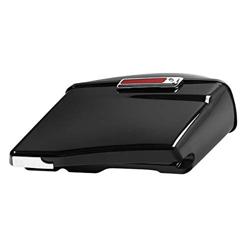 TCT-MOTORPARTS 4" Stretched Hard Saddlebags w/Lid Latch Keys Fit for Harley Touring Road King Street Electra Road Glide CVO 2014-2024 - color: Vivid Black w/ Chrome Latches