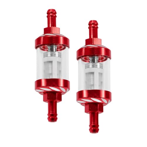 2Pcs Automotive Fuel Filter, Detachable Washable Metal Glass Vehicle Inline Waterproof Fuel Filters 1.1" x 3.46" x 0.31", Universal Car Accessories Replacement for Truck Motorcycle SUV Car (Red) - color: Red