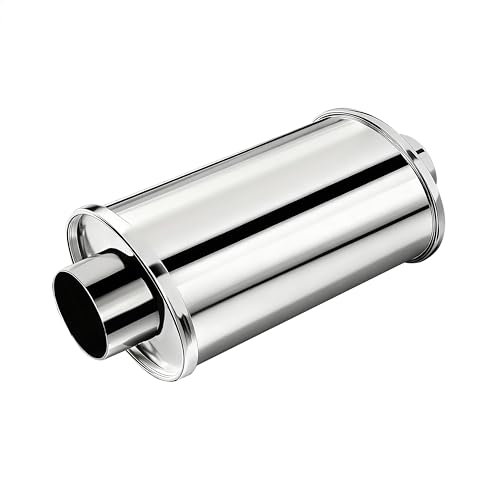2.5" Ultra Quiet Resonator Muffler - 304 Stainless Steel, 2.5" Inlet/2.5" Outlet, 13.8" Overall Length - size: 2.5 Inch