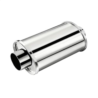 3" Ultra Quiet Resonator Muffler - 304 Stainless Steel, 3" Inlet/3" Outlet, 13.8" Overall Length - size: 3 Inch