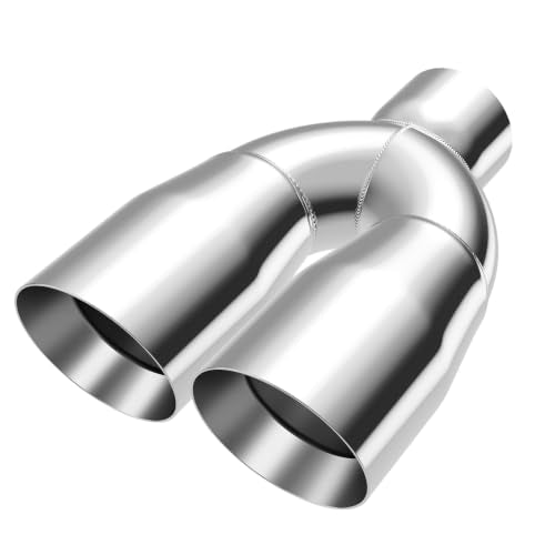 LCGP Dual Exhaust Tip 3 Inch Inlet 4 Inch Outlet 12" Length, Polished Stainless Exhaust Tip, Double Wall Weld-on Angle Cut, Universal Tailpipe for Car Truck - size: 3 x 4 x 12 inch