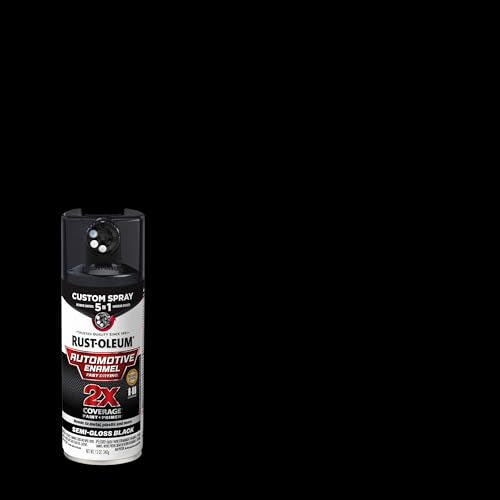 Rust-Oleum 2X Automotive Enamel 5-in-1 Spray Paint, Semi-Gloss Black - color: Semi-Gloss Black, size: 12 Ounce (Pack of 1)