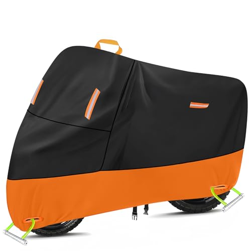 Motorcycle Cover Waterproof Outdoor 300D Oxford Heavy Duty Oxford All Season Sun Protection Fit up to 100 inch Dirt Bike Fat Boy Fat Bob Honda Africa (XXXL: 96" x 37" x 50") - color: Black & Orange 1, size: XXXL (96" x 37" x 50")