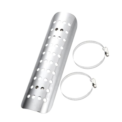 Universal Motorcycle Exhaust Heat Shield Chrome Plated Iron Exhaust Heat Insulation Shield Muffler Guard for Harley with 20-70mm Clamps Silver Tone Auto Replacement Parts
