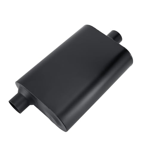 Mufflers 2 Chamber 2.0" Universal Muffler Performance Race Exhaust Muffler 2.0 IN Pipe,Aggressive Sound,Black(2.0" offset in/center out/overall 18") - size: 2" offset in | 2" center out | overall 18", style: Offset in | Center out