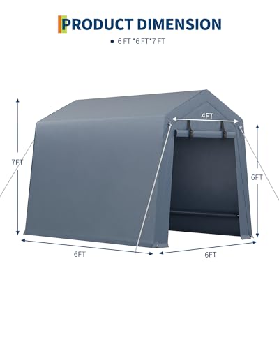 GAOMON 6x6FT Motorcycle Shelter - Heavy-Duty Steel Frame, Weatherproof PE Fabric Cover, All-Weather Protection, Easy Assembly, Compact Storage for Bikes