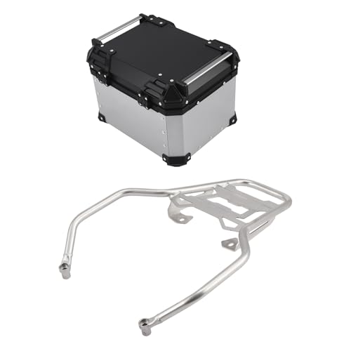 TCT-MOTORPARTS Aluminum 45L Top Case Trunk Tail Box+Luggage Mount Rack Fits for BMW R1200GS LC ADV 2014-2019 R1250GS LC 2019-2023 - color: Chrome Tail Luggage Box (45L)+Rack