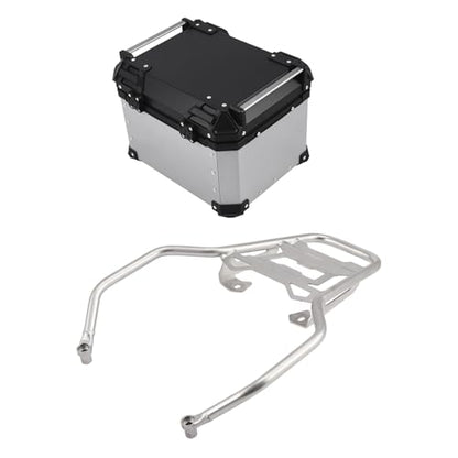 TCT-MOTORPARTS Aluminum 45L Top Case Trunk Tail Box+Luggage Mount Rack Fits for BMW R1200GS LC ADV 2014-2019 R1250GS LC 2019-2023 - color: Chrome Tail Luggage Box (45L)+Rack
