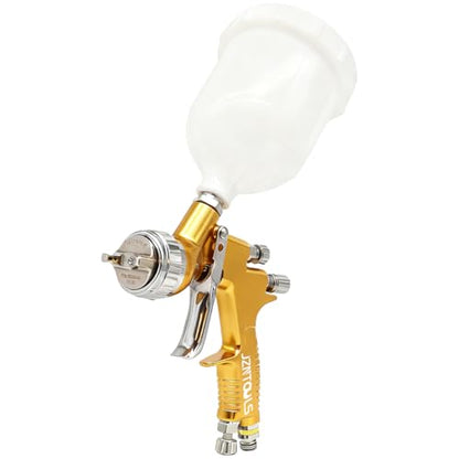 HVLP Spray Gun with 1.3mm Plum Blossom Shape Nozzle, Stainless Steel, Gold, Paint Sprayer Premium Tool Kit for Car & Automotive, Furniture, House Finishing, Varnish and Top Coat - style: Gold（Plum Blossom Nozzle）