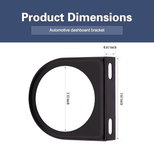 Single Gauge Mounting Panel, 52mm 2.1" Universal Single Gauge Meter Mount, Single-Hole Car Meter Bracket, Metal-Gauge Pillar Bracket, Universal Automotive Steel Under Dash Mounting Brackets
