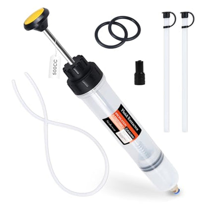 500CC Automotive Fluid Extractor with 39'' Long Hose & ExtensionTubes, Portable Oil Extractor Pump for Oil Change, Large Fluid Pump with Clear Scale & Transparent Body for DIY Maintenance