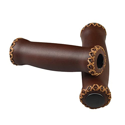 SOLODRIVE Bike Handlebar Grips, Vinyl Leather Grips for Beach Cruiser Bike - color: Deep Brown