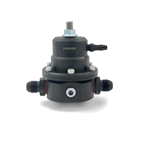 KMOTOR Fuel Pressure Regulator 6AN EFI Return Adjustable (30-90 PSI) Black