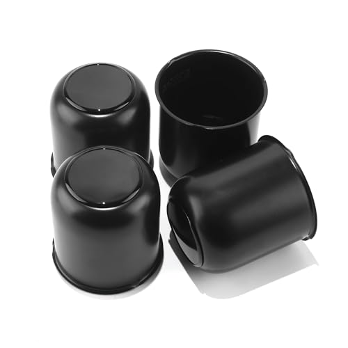 4Pcs 3.27" OD 3.41" H Trailer Wheel Center Caps with Removable Top - color: Matt Black, size: 3.27" OD 3.41" H