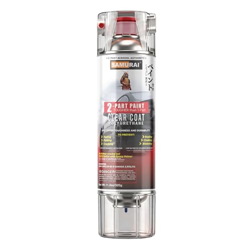 SAMURAI 2K Clearcoat Spray - Car - UV & Rust Resistant, Flat Clear 11.3 oz