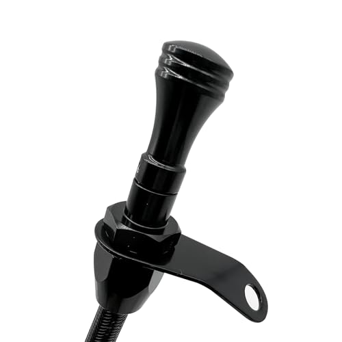 HAHAHA TH350 BellHousing Mount Dipstick（17.9 inch）.TH350/Turbo 350 Short Flexible Braided Transmission Dipstick Compatible with Chevy/GM TH350 Turbo 350, (Black) - color: Black