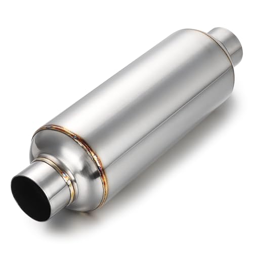A-KARCK 2.0" Inlet Exhaust Resonator, Muffler Resonator 2.0" Inlet 2.0" Outlet 14'' Overall Length Stainless Steel - size: 2" Inlet/Outlet 13.8" Long - Polished
