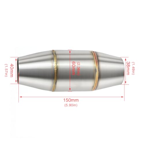 Exhaust Pipe Resonator Baffle Muffler DB Killer Quiet Mid Pipe Expansion Chamber Silencer Noise Eliminator Deadener for Motorcycle ATV UTV Go Kart (A) - size: A