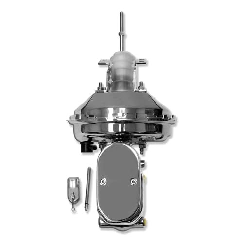 Chrome 9" Single Brake Booster & Smooth Master Cylinder 1 1/8" Bore - size: 9", style: Single Diaphragm