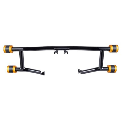 Advanblack Protek Two Step Highway Peg Crash Bar with CNC Slider Fit for 2014-2025 Harley Touring Road Glide Street Glide Electra Glide – Engine Guard Performance Upgrade (Gold CNC w/Carbon Inlay) - color: Gold CNC w/ Carbon Inlay