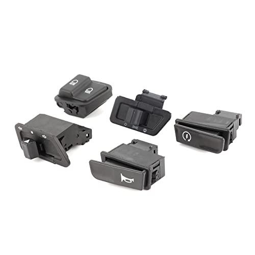 Acouto Motorcycle Switch Button Kit - 5pcs Plastic - Push Button - Black - Manual - Fit for GY6