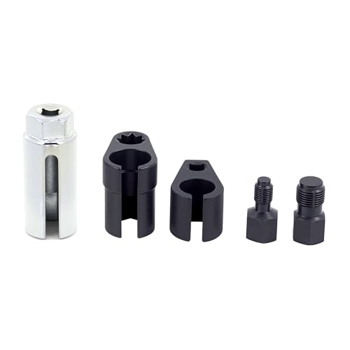 A ABIGAIL 5 PCS Automotive O2 Oxygen Sensor Socket Offset 02 sensor Wrench Remover Tool and Thread Chaser Tool - color: Red